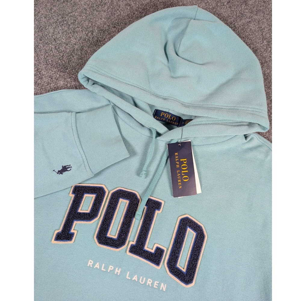 Polo Ralph Lauren Hoodie Mens M Green Chenille Logo Fleece Sweatshirt NWT